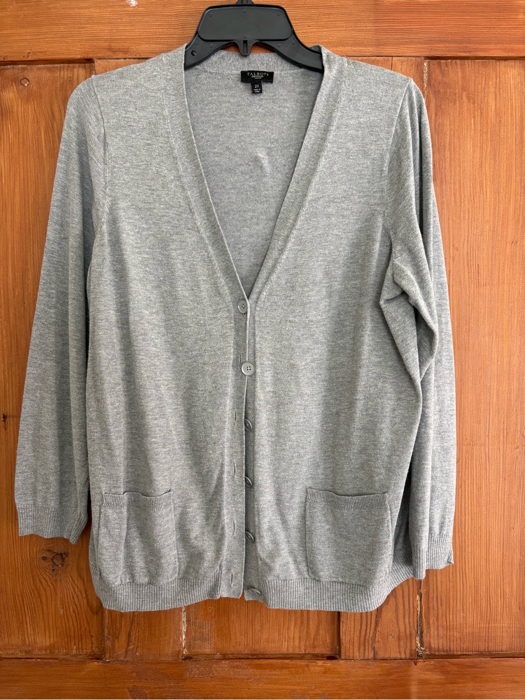 Talbots Woman Gray V-Neck Button Front Cardigan Sweater Plus 2x